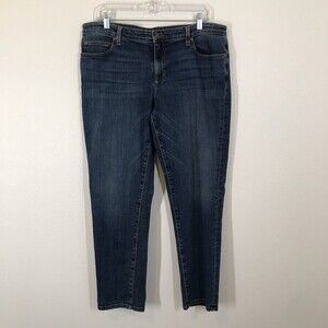 Eileen Fisher Women's Blue Slim Straight Leg Jeans Size 12 Stretch Denim Cotton
